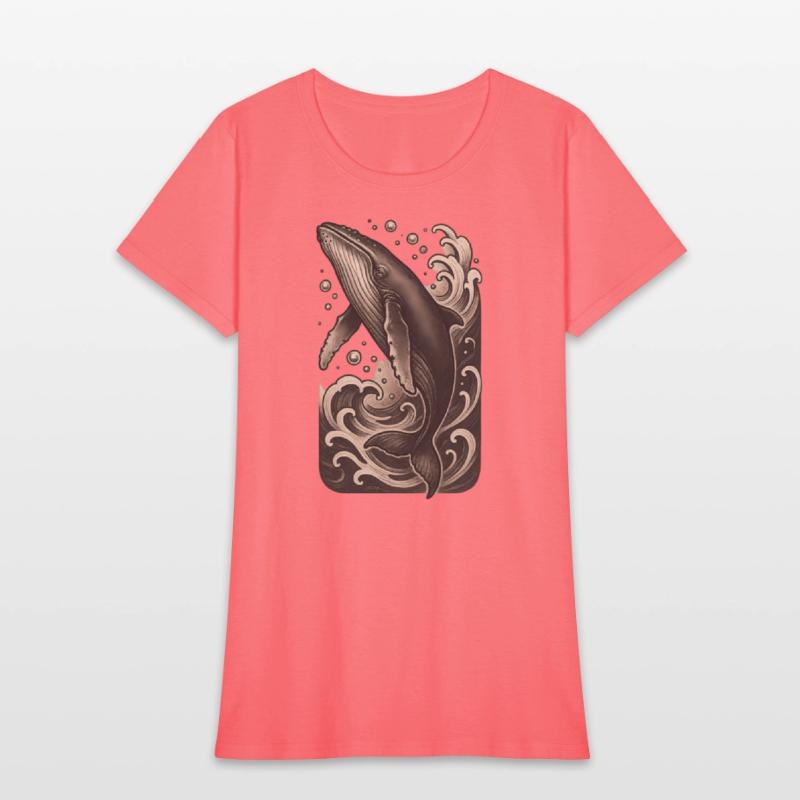 Artistic Whale Ocean Scene Vintage Mood