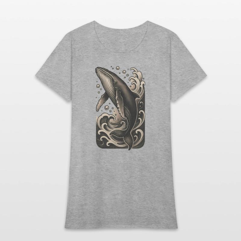 Artistic Whale Ocean Scene Vintage Mood