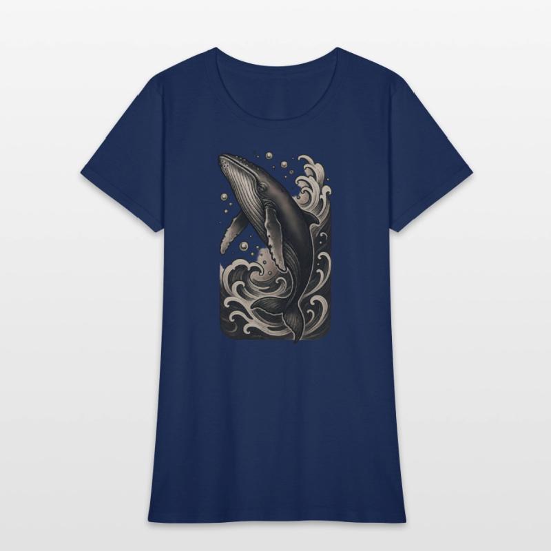 Artistic Whale Ocean Scene Vintage Mood