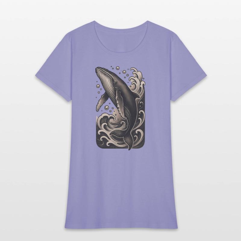 Artistic Whale Ocean Scene Vintage Mood