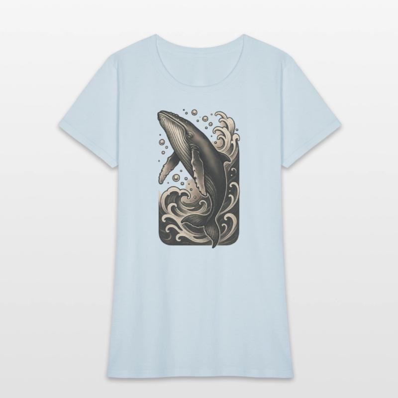 Artistic Whale Ocean Scene Vintage Mood