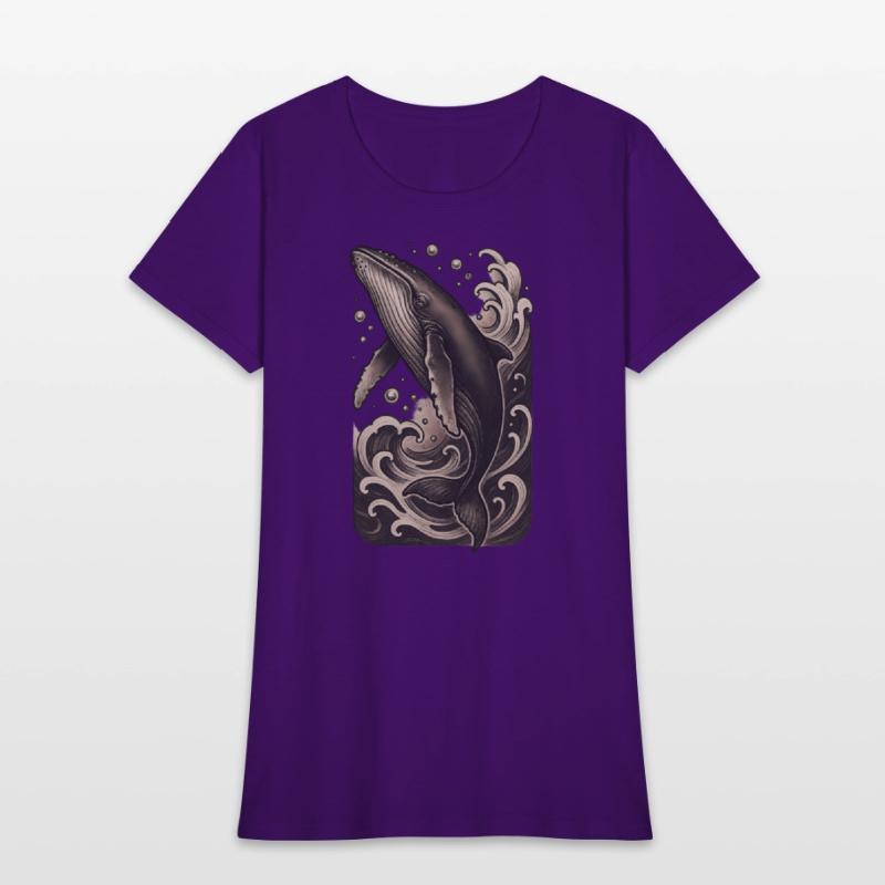 Artistic Whale Ocean Scene Vintage Mood