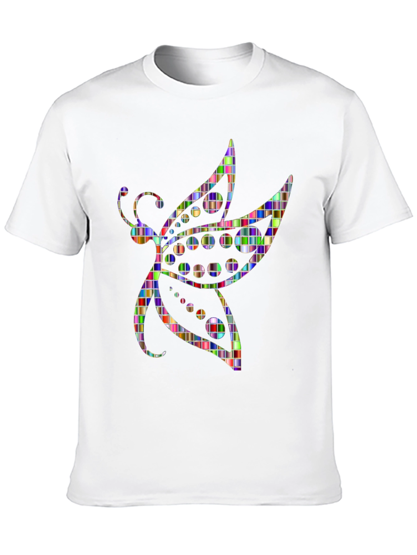 Abstract Mosaic Dragonfly Graphic Tee - Black