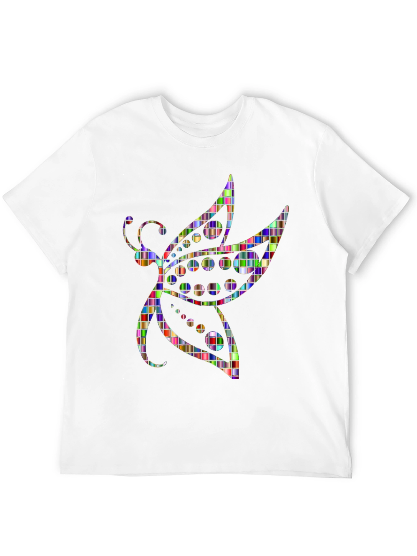 Abstract Mosaic Dragonfly Graphic Tee - Black