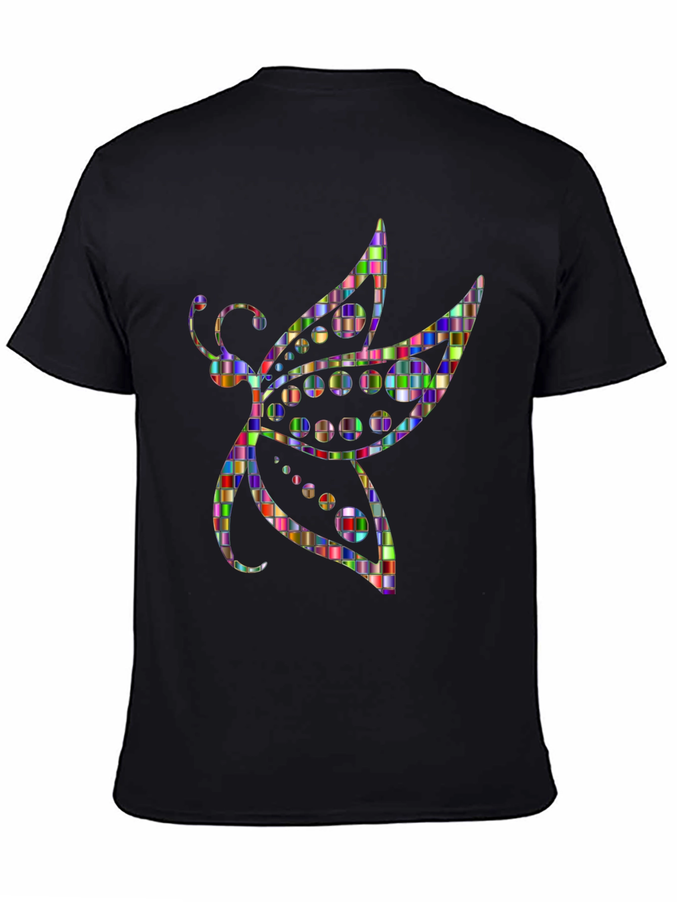 Abstract Mosaic Dragonfly Graphic Tee - Black