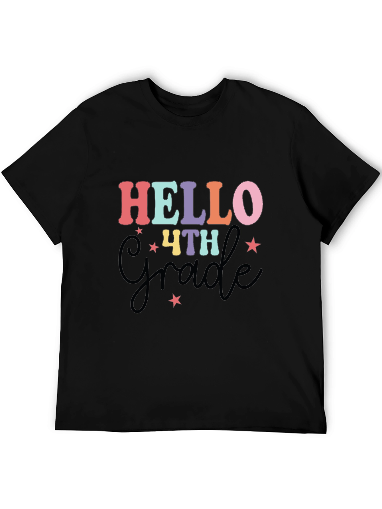 Hello 4th Grade Black T-Shirt