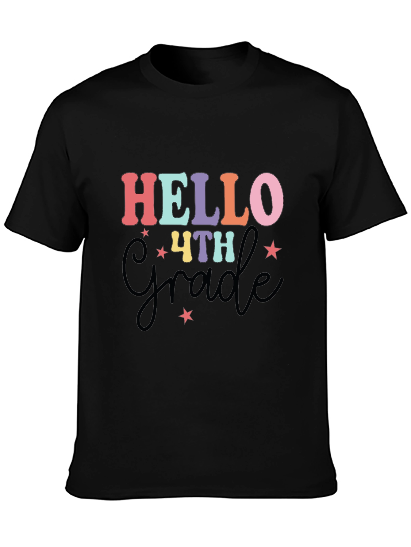 Hello 4th Grade Black T-Shirt