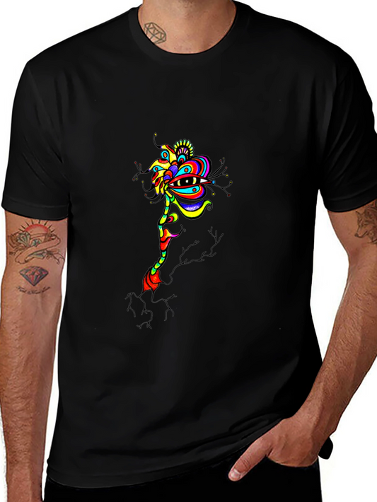 Abstract Eye Flower Graphic Tee - Black