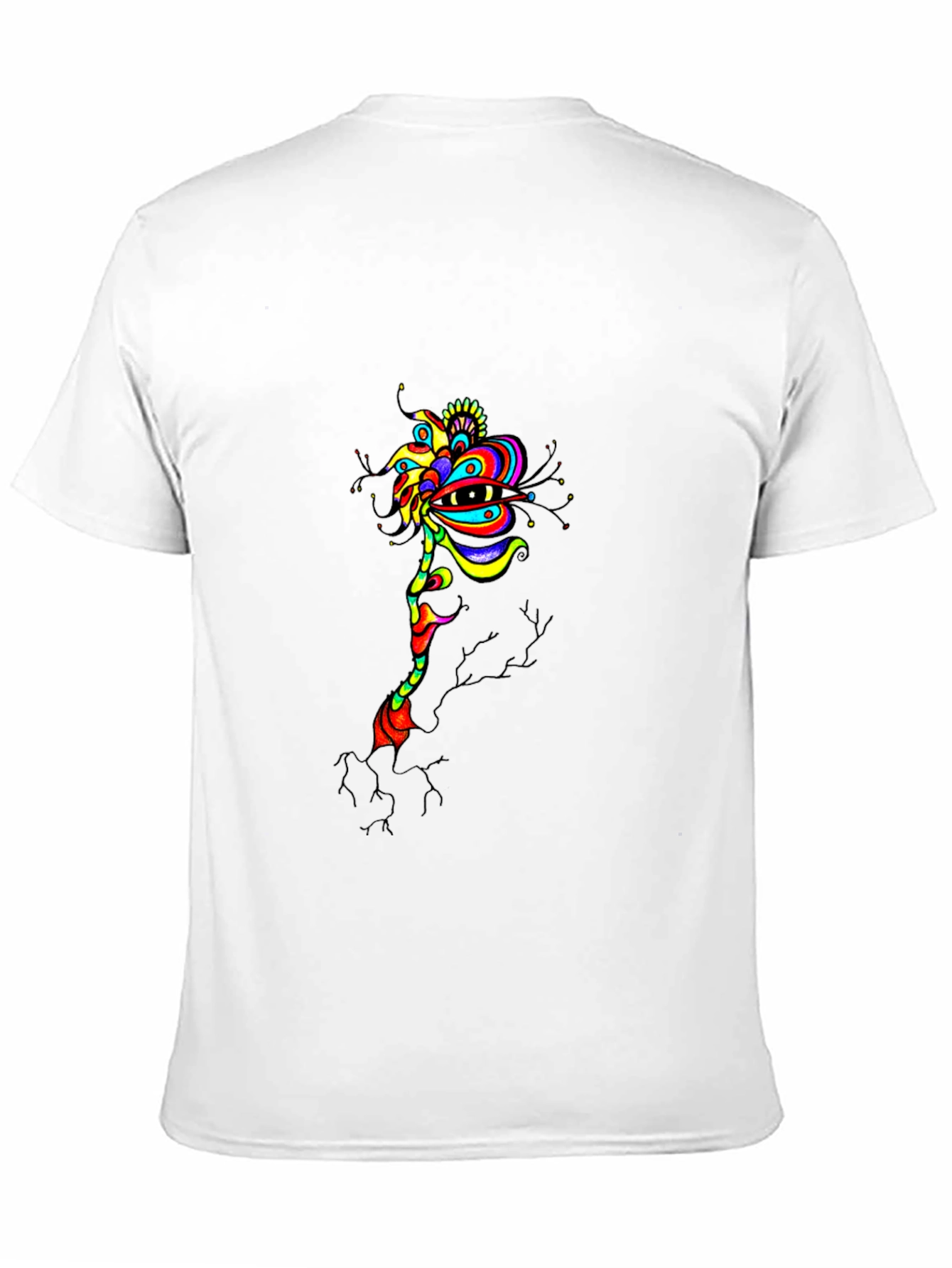 Abstract Eye Flower Graphic Tee - Black