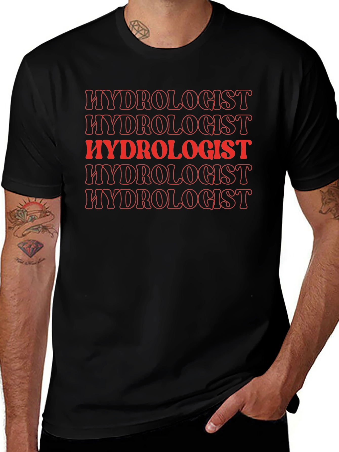 Hydrologist T-Shirt - Trendy Red Text Design