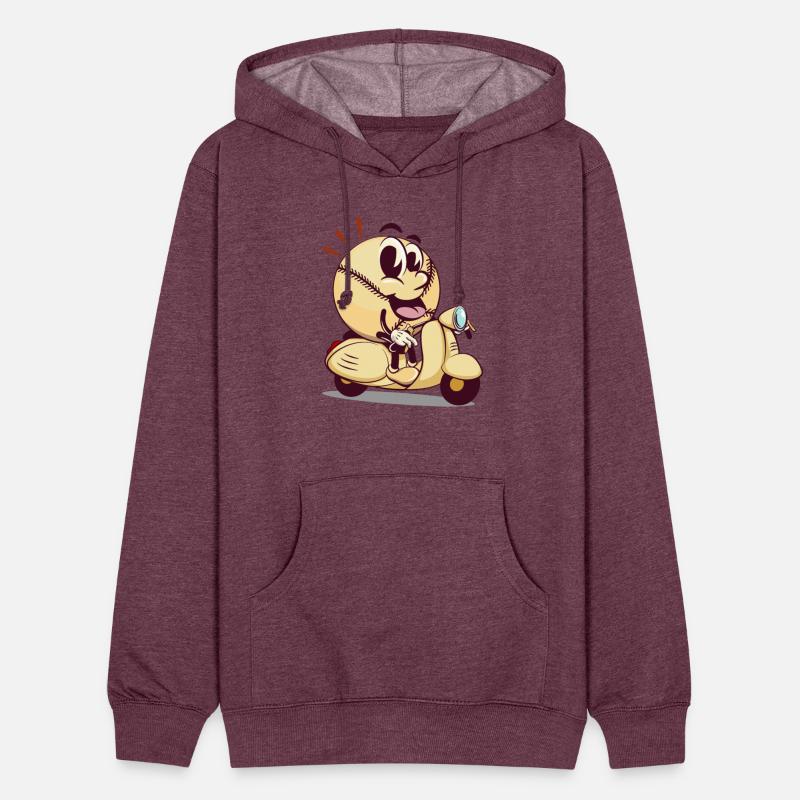 baseball cartoon riding a scooter