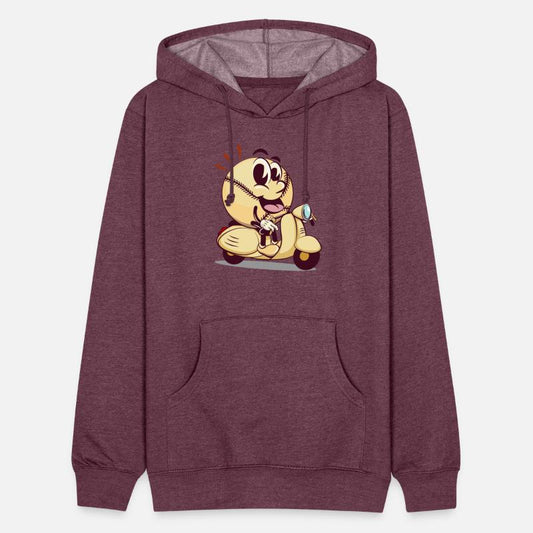 baseball cartoon riding a scooter