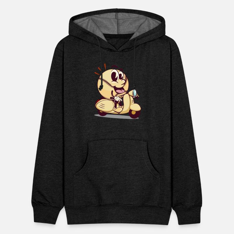 baseball cartoon riding a scooter