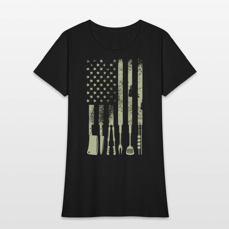 BBQ Grilling Barbecue Meat Smoking US Flag