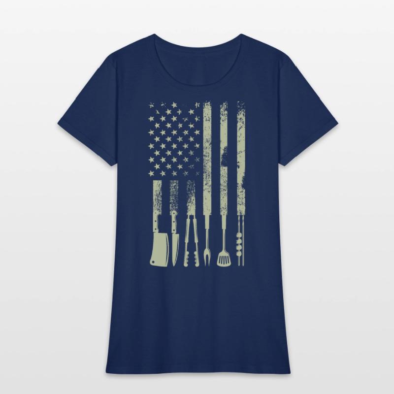 BBQ Grilling Barbecue Meat Smoking US Flag