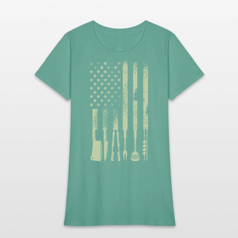 BBQ Grilling Barbecue Meat Smoking US Flag