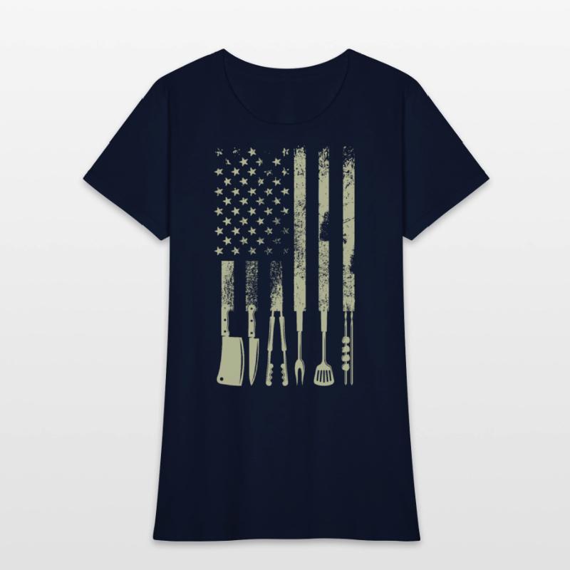 BBQ Grilling Barbecue Meat Smoking US Flag