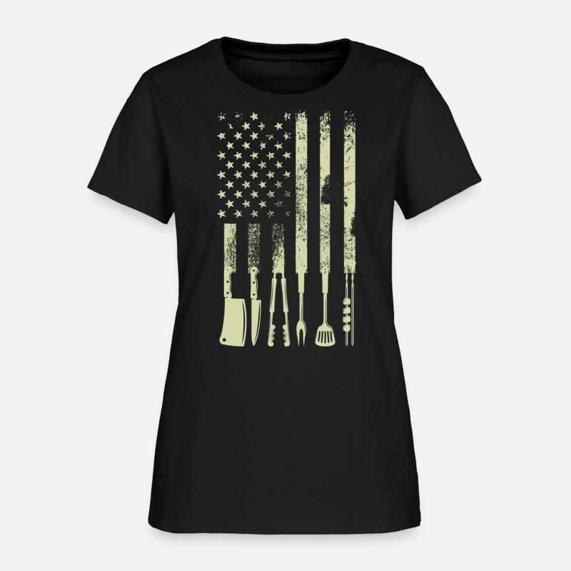 BBQ Grilling Barbecue Meat Smoking US Flag