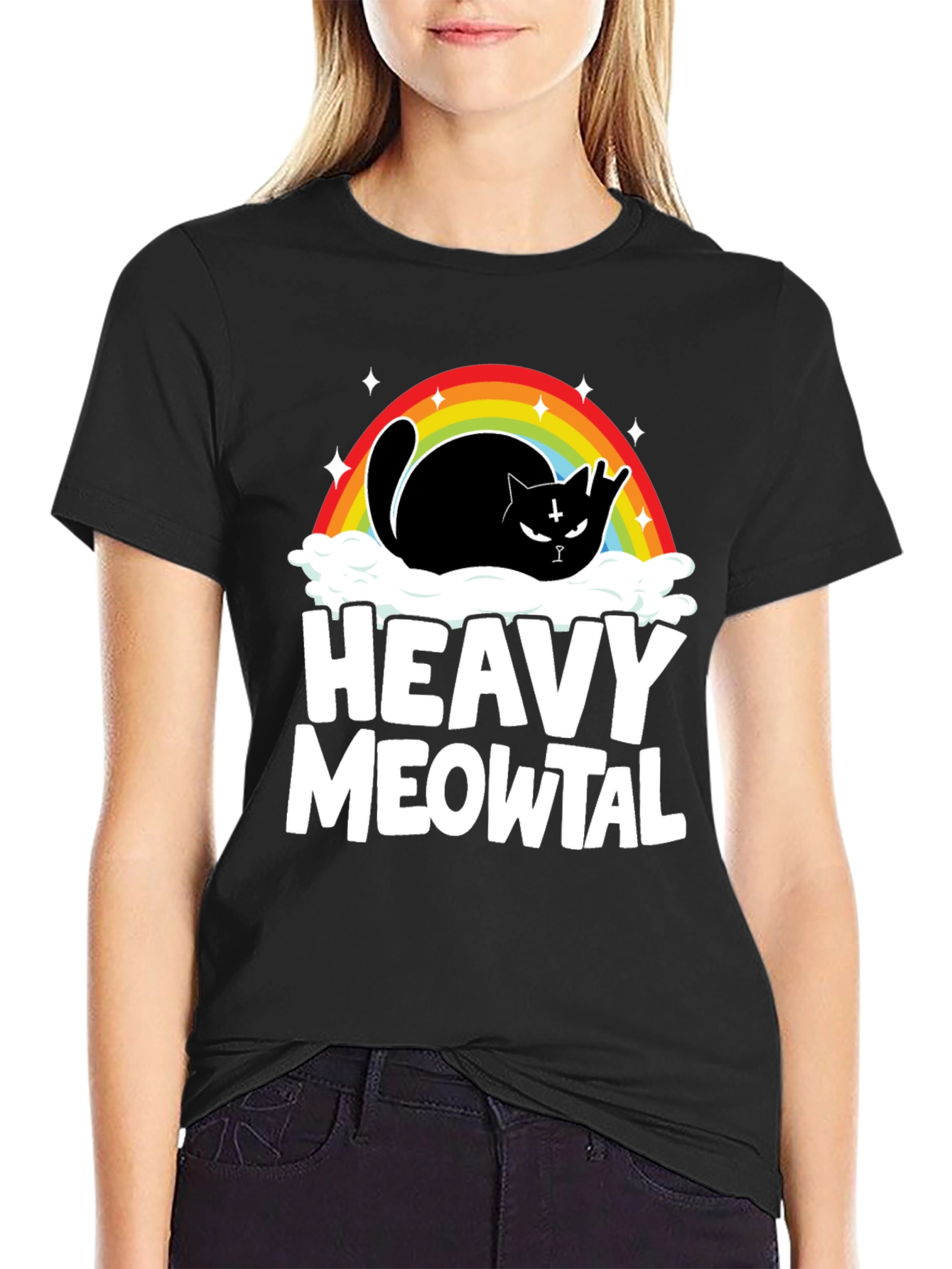 Heavy Meowtal Black Cat T-Shirt