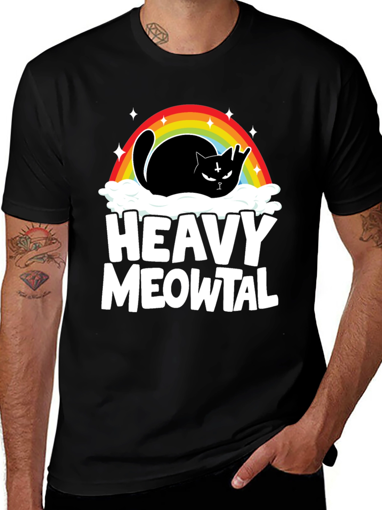 Heavy Meowtal Black Cat T-Shirt