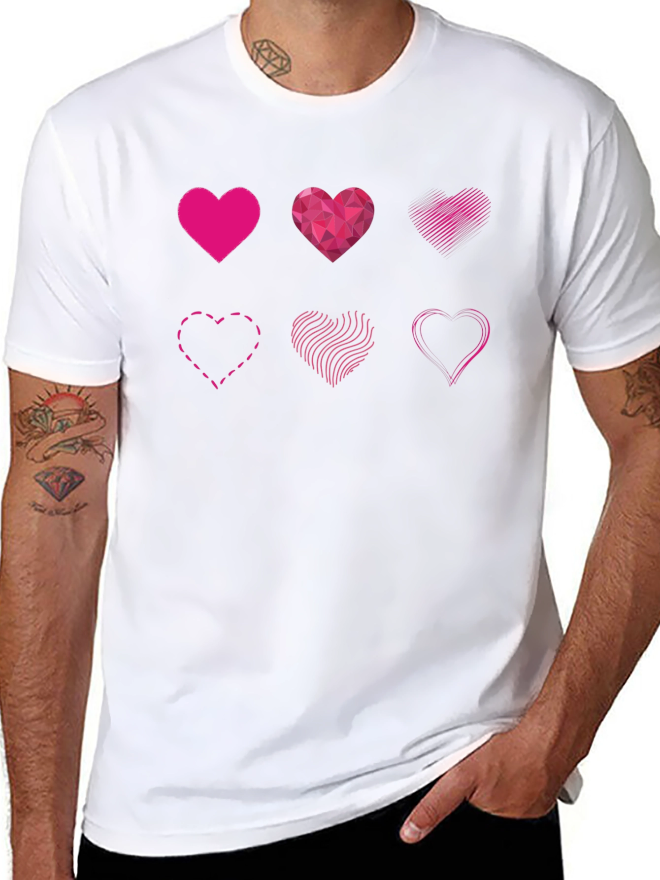 Heart Designs Graphic Tee - Black