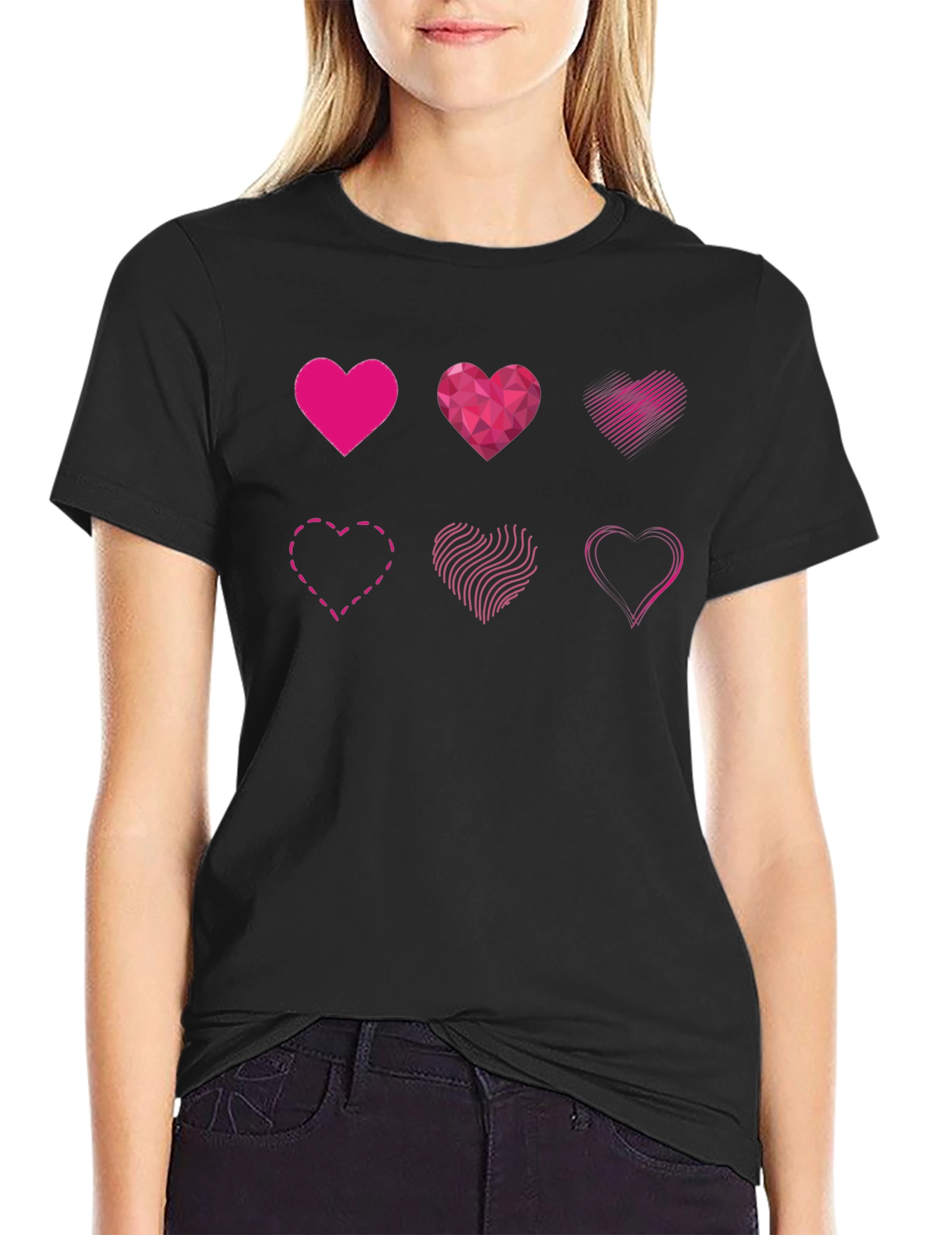 Heart Designs Graphic Tee - Black