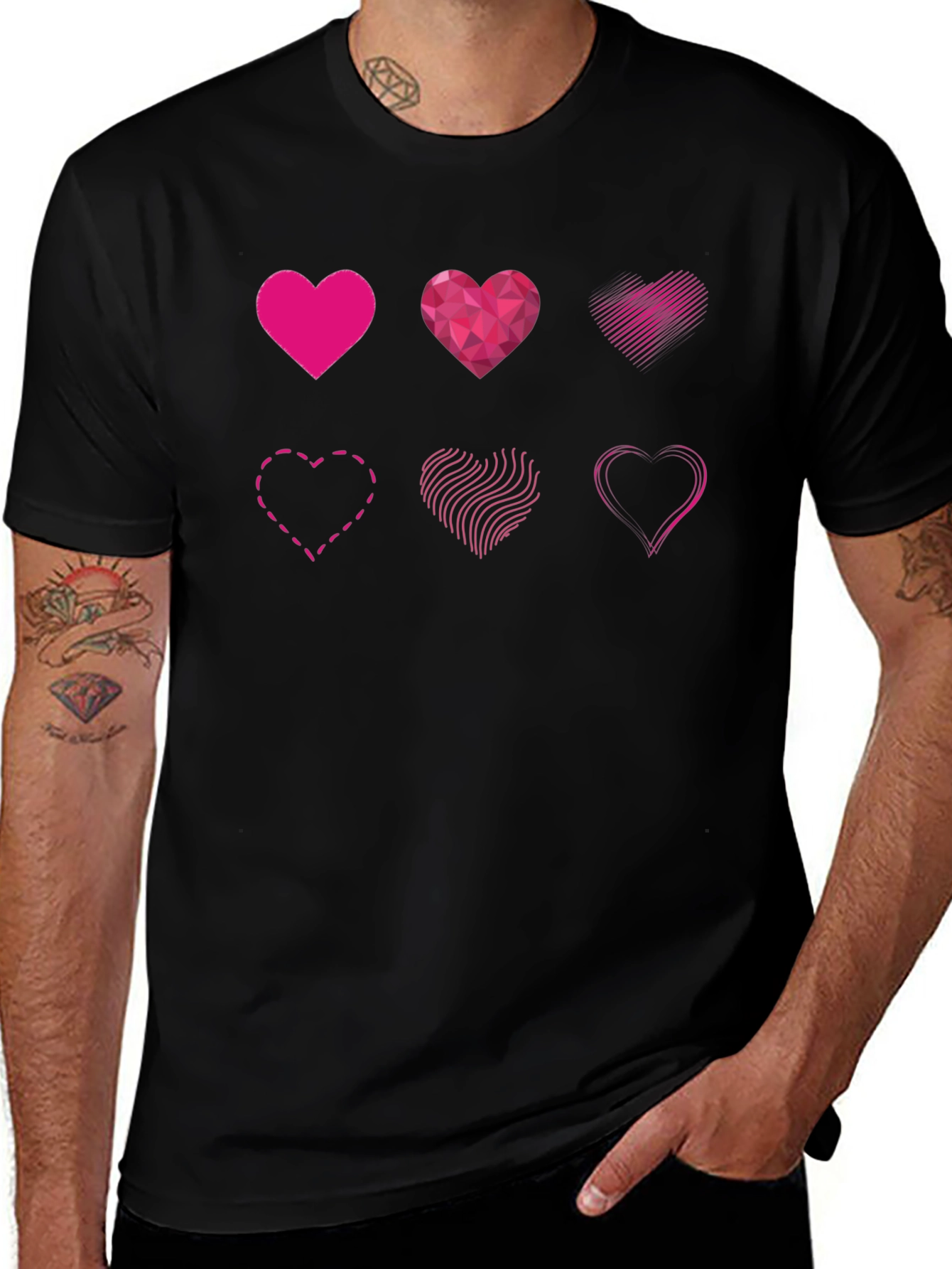 Heart Designs Graphic Tee - Black
