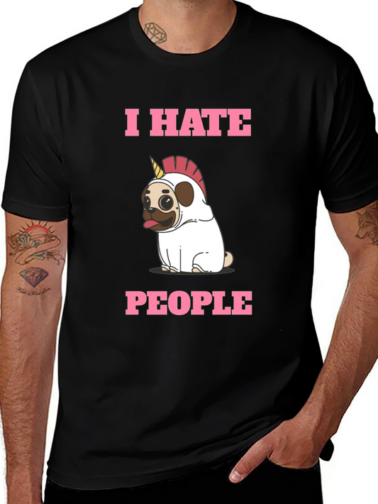 I Hate People Pug Unicorn T-Shirt - Funny Graphic Tee