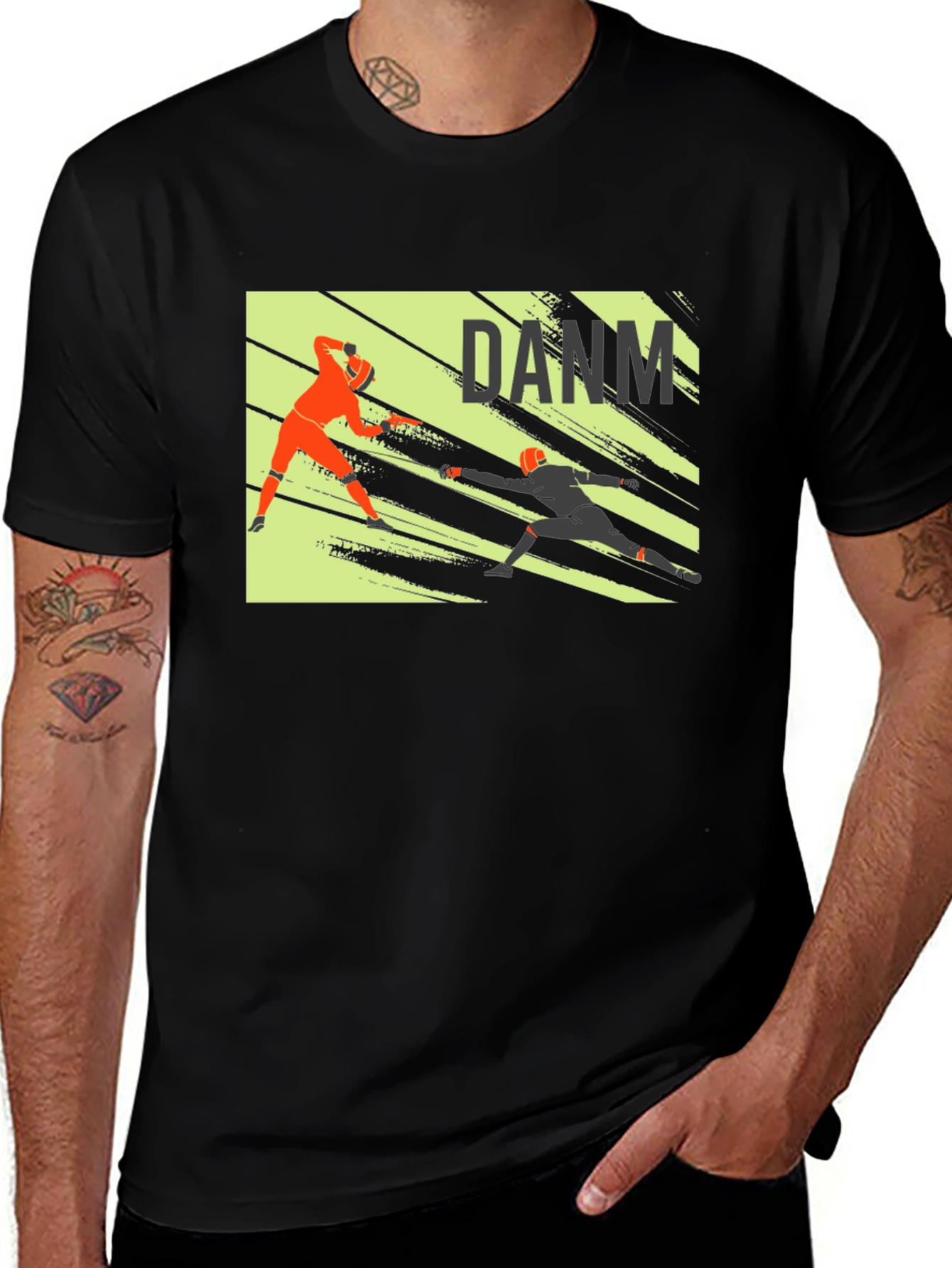 Abstract Fencing T-Shirt - Black