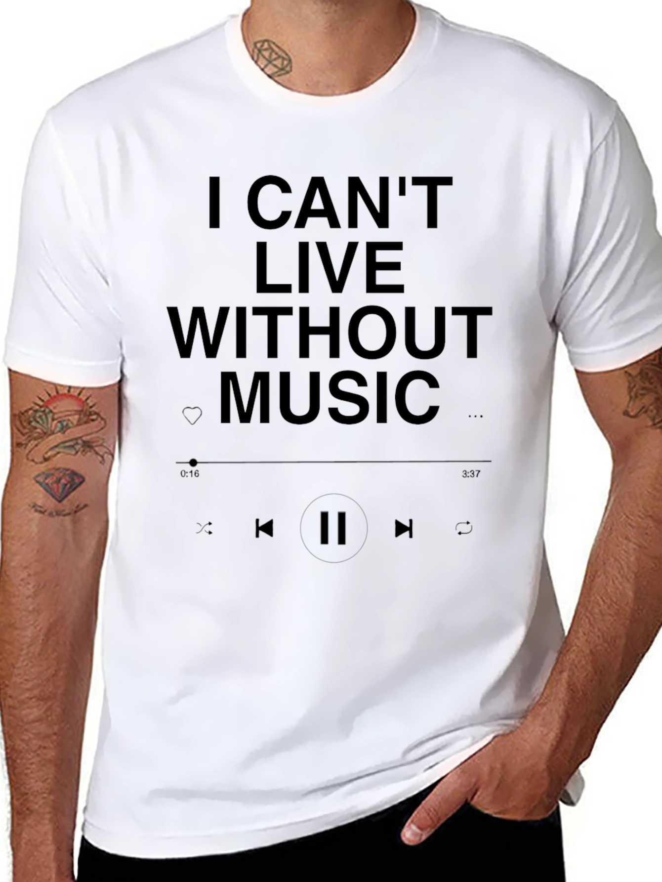 I Cant Live Without Music Black T-Shirt