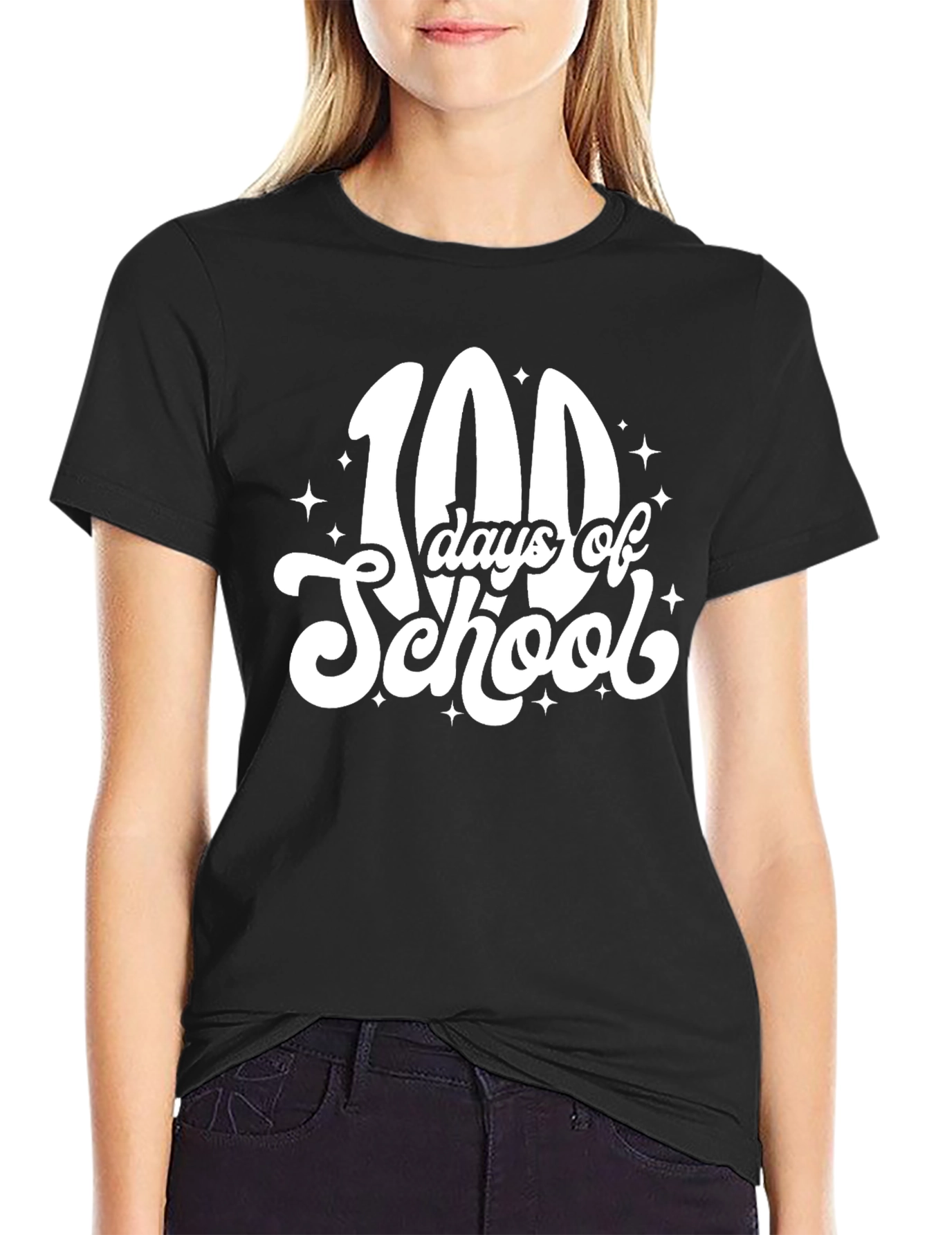 100 Days of School Black T-Shirt