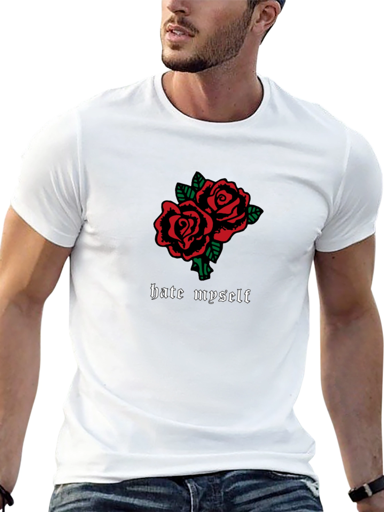 Hate Myself Rose Graphic Black T-Shirt
