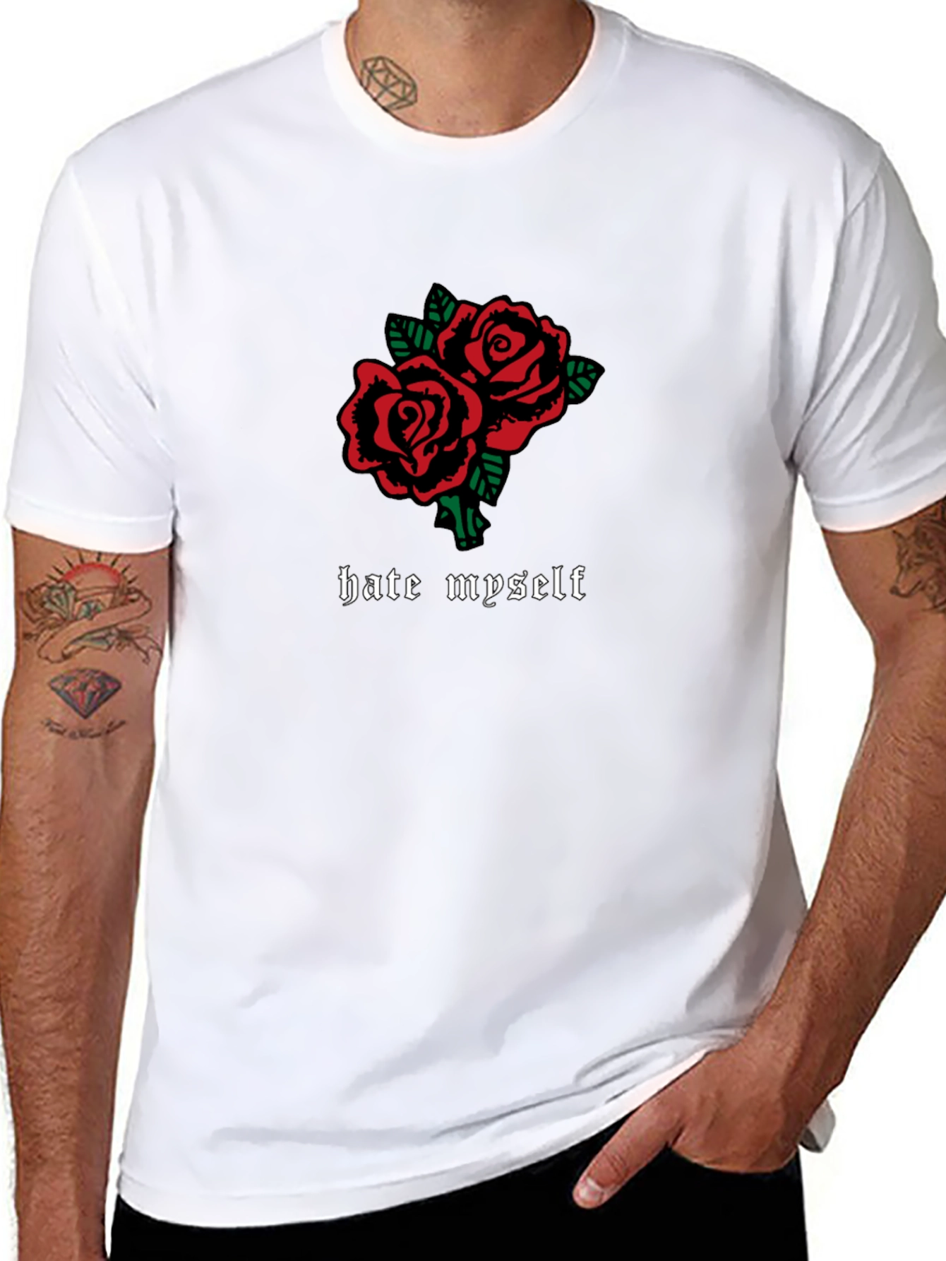 Hate Myself Rose Graphic Black T-Shirt