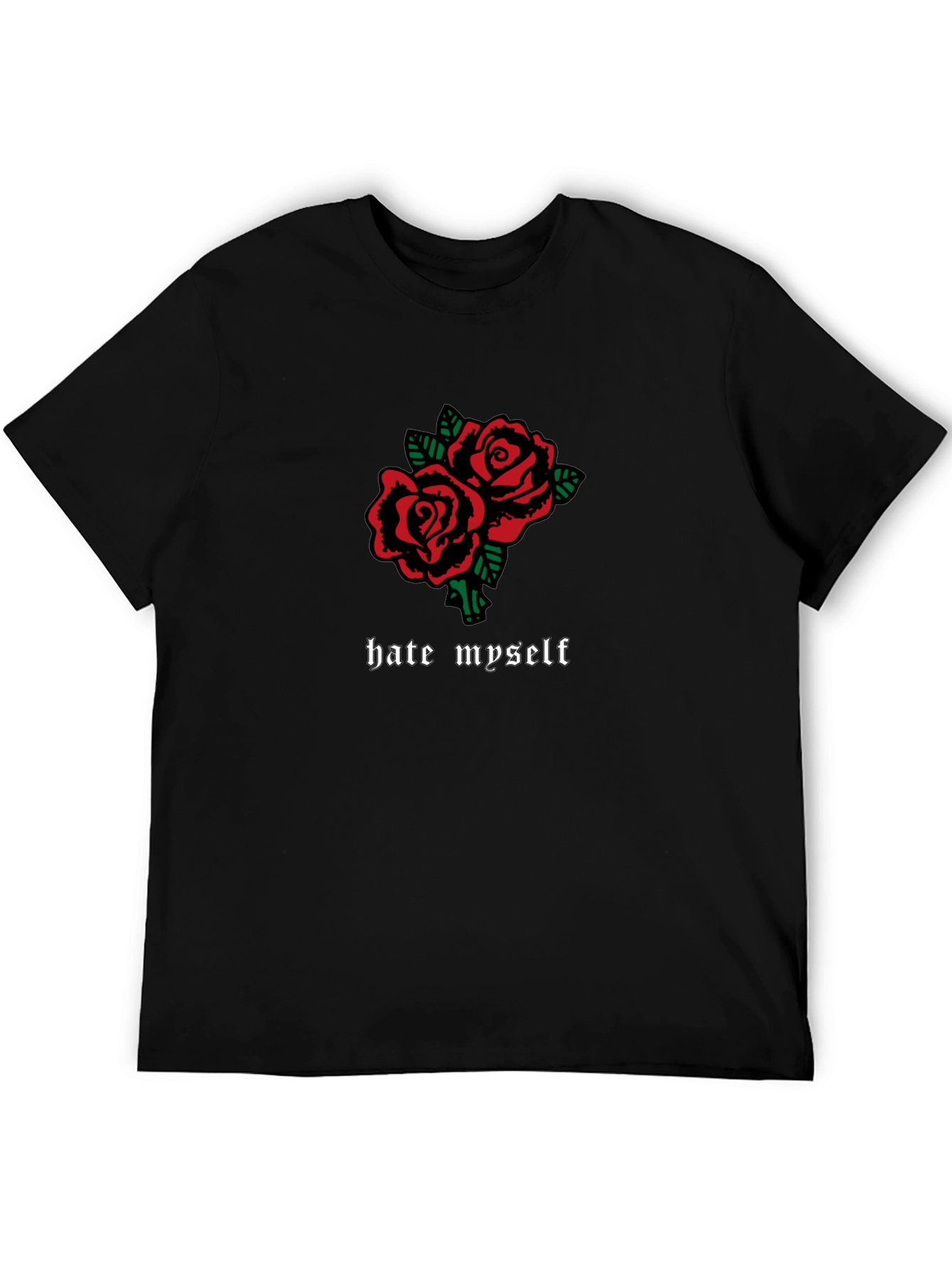Hate Myself Rose Graphic Black T-Shirt
