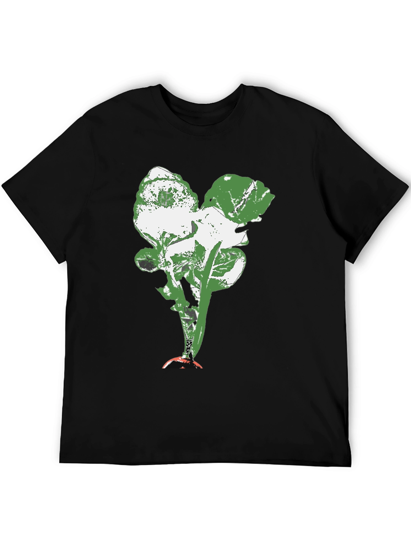 Abstract Floral Print Black Crew Neck T-Shirt