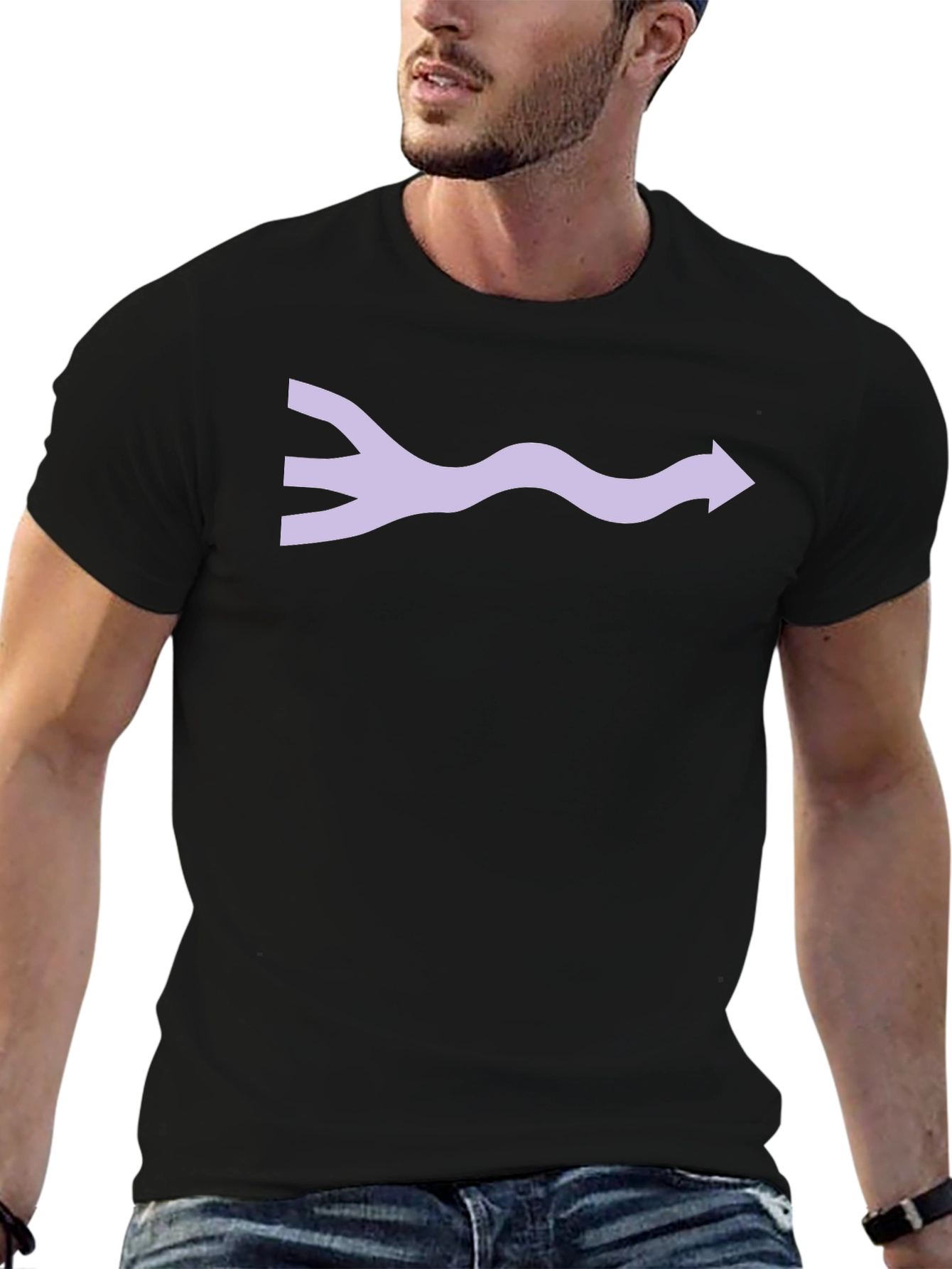 Abstract Wave Arrow Graphic Tee - Black Unisex T-Shirt