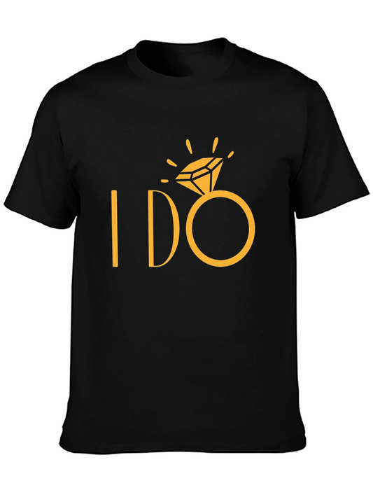 I Do Diamond Ring Graphic Tee - Black Cotton T-Shirt