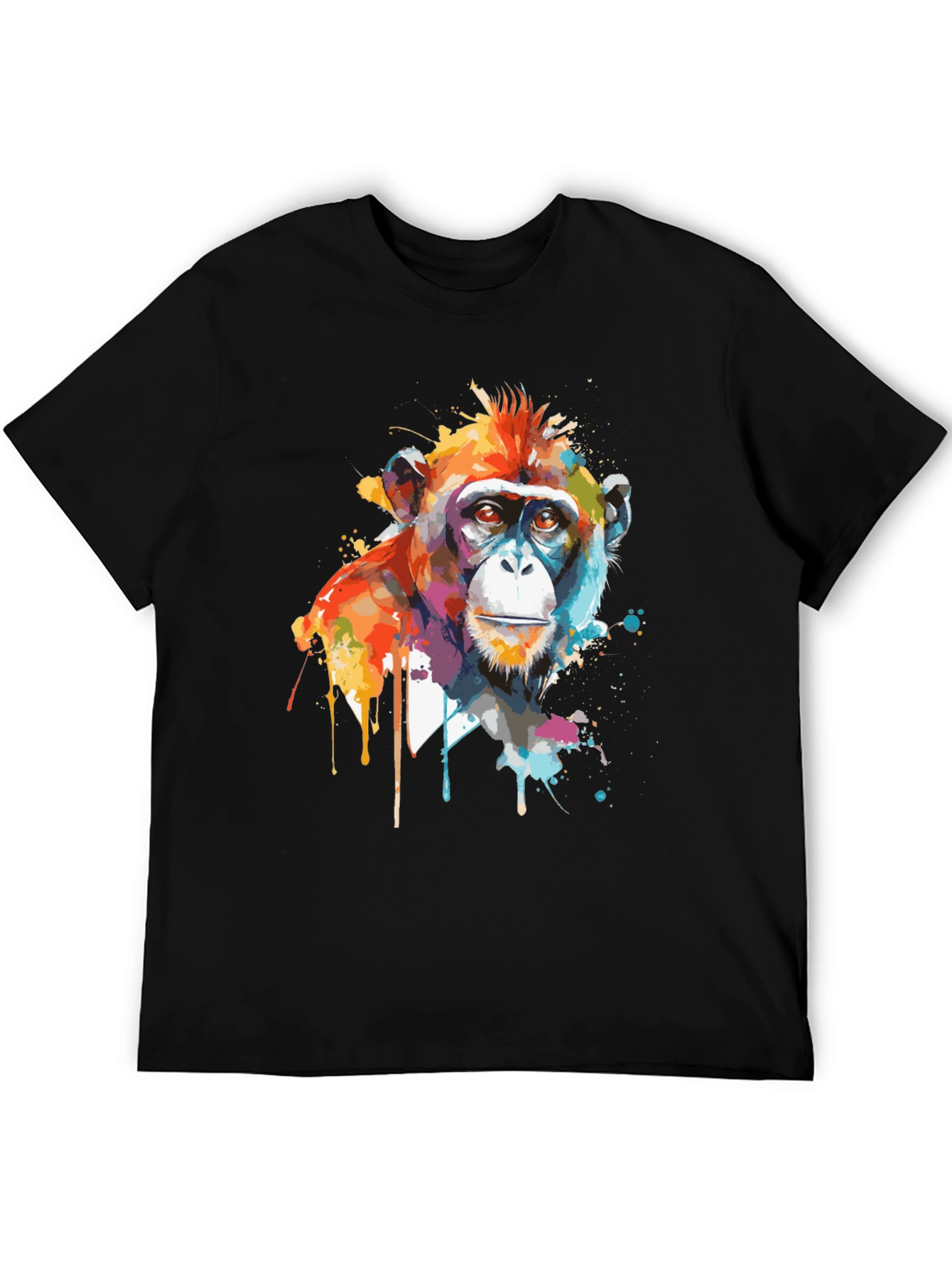 Abstract Monkey Graphic Print Black T-Shirt