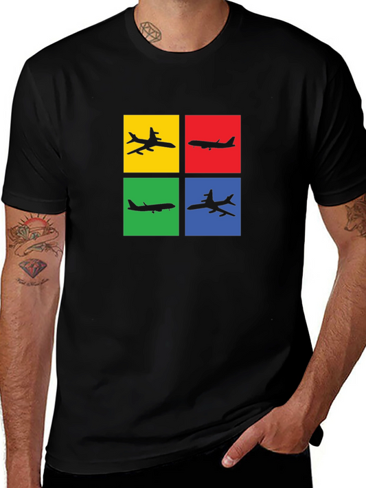 Airplane Silhouette Graphic Tee - Mens Black T-Shirt