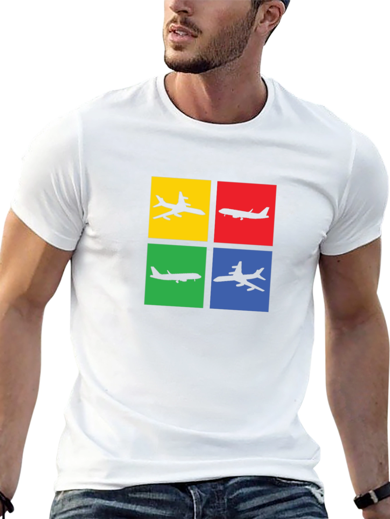 Airplane Silhouette Graphic Tee - Mens Black T-Shirt