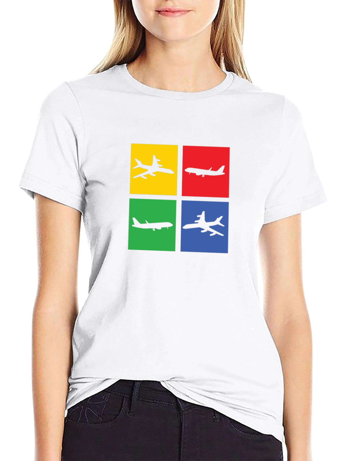 Airplane Silhouette Graphic Tee - Mens Black T-Shirt