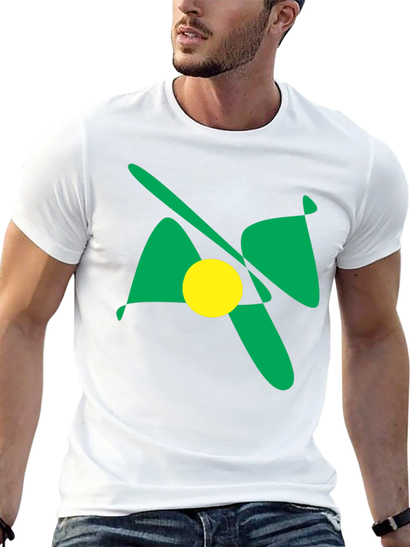 Abstract Graphic Tee - Bold Green & Yellow Design