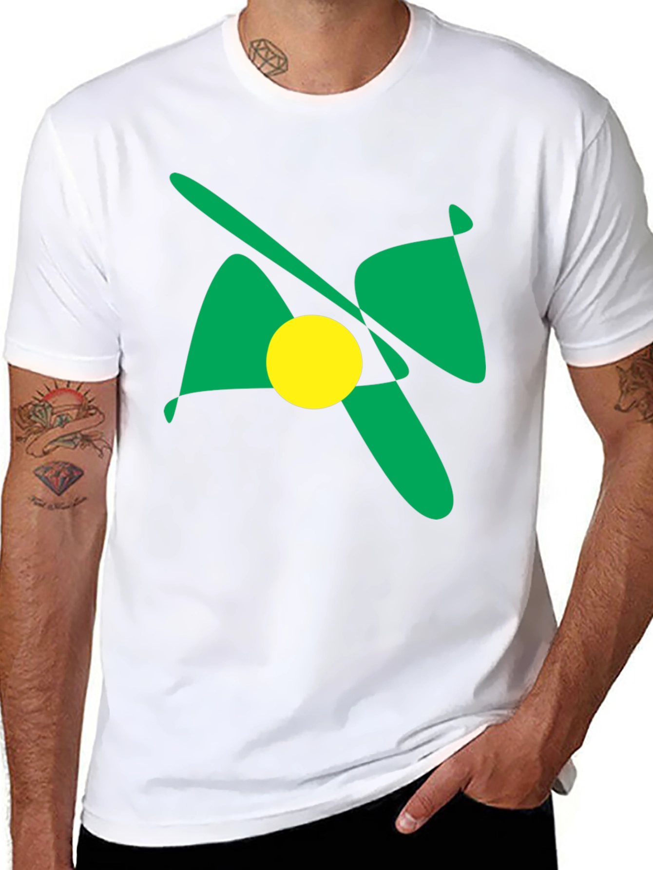 Abstract Graphic Tee - Bold Green & Yellow Design