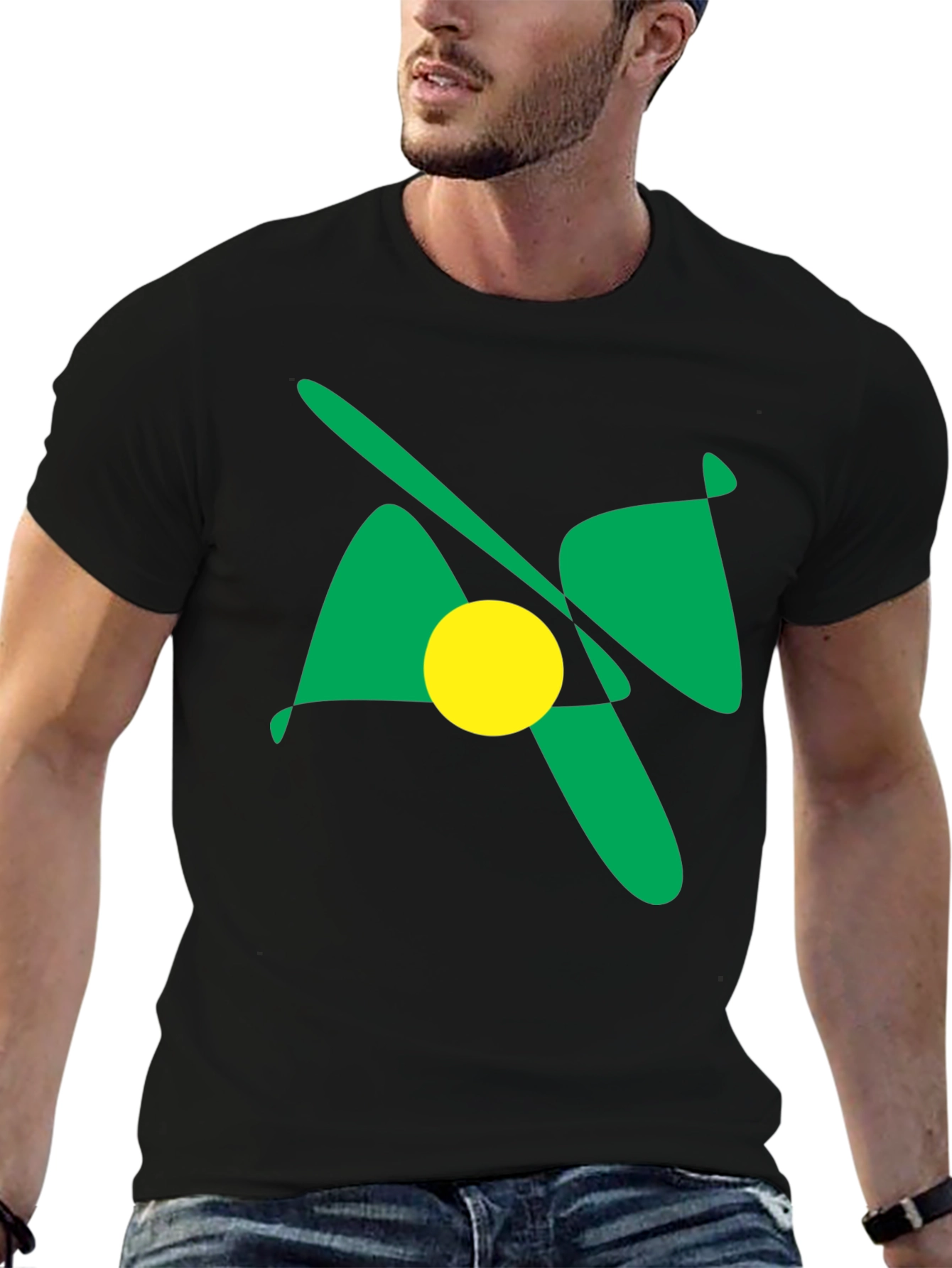 Abstract Graphic Tee - Bold Green & Yellow Design