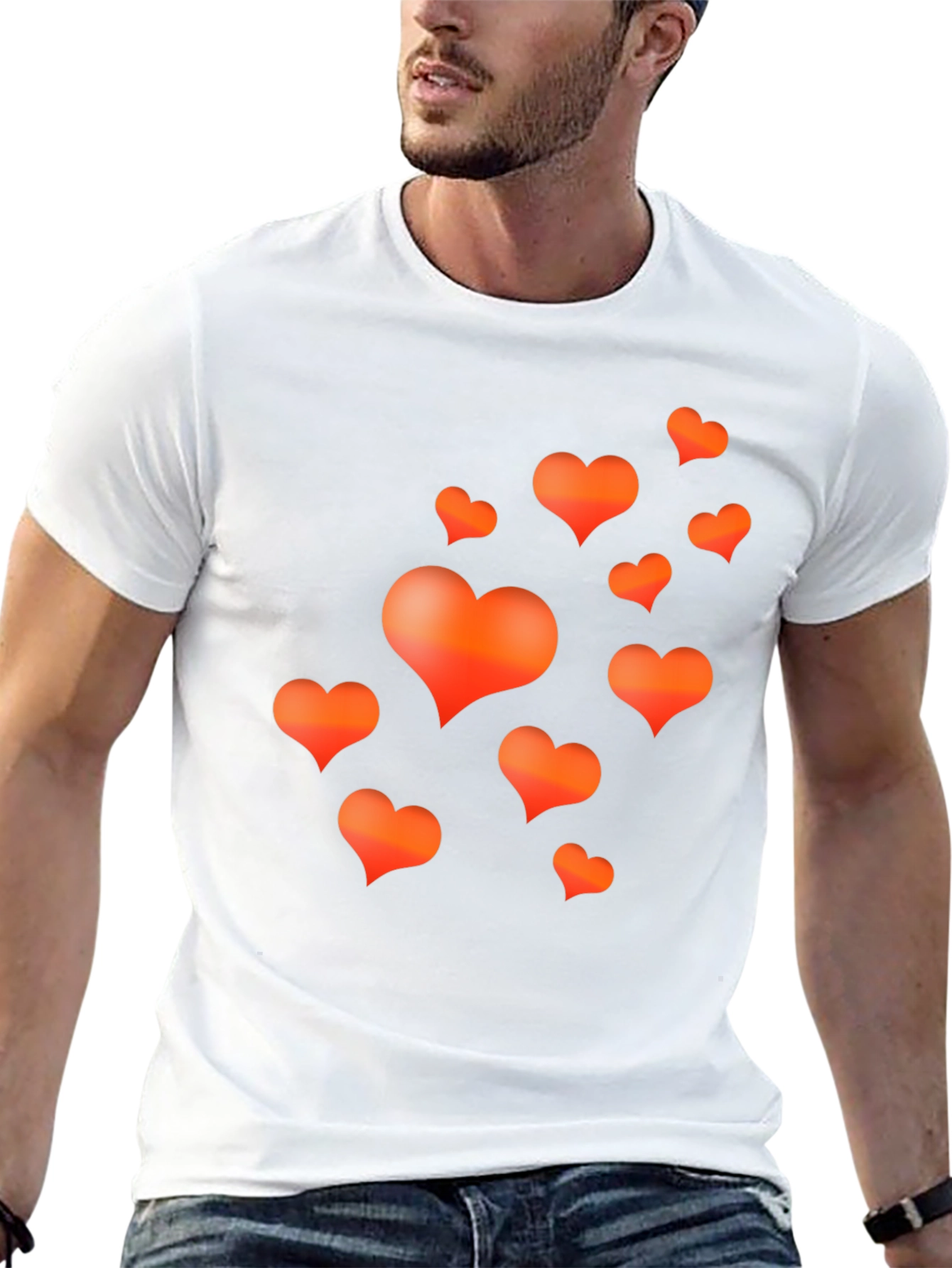 Heart Print Black T-Shirt