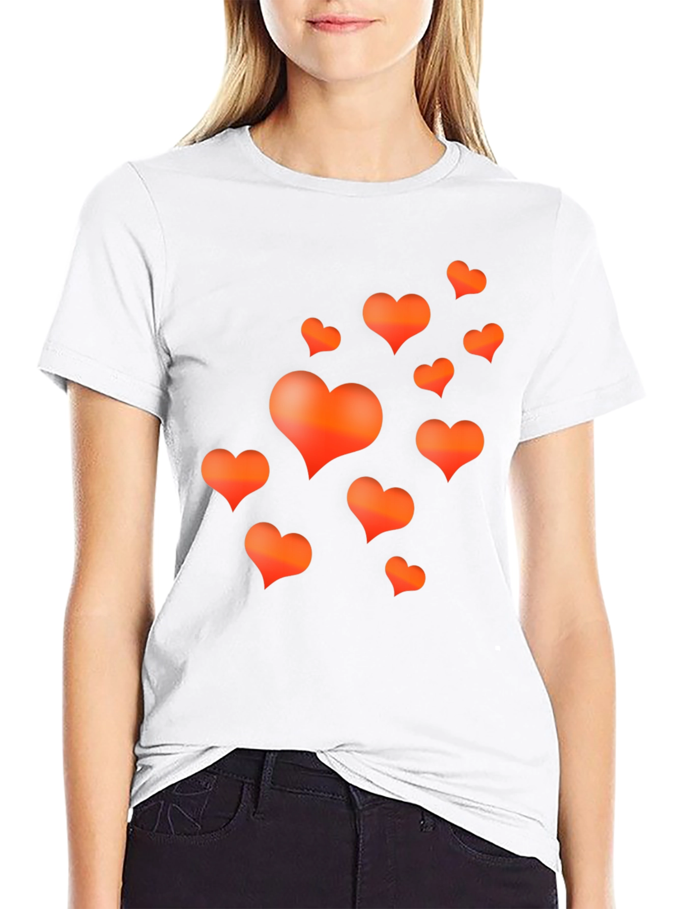 Heart Print Black T-Shirt