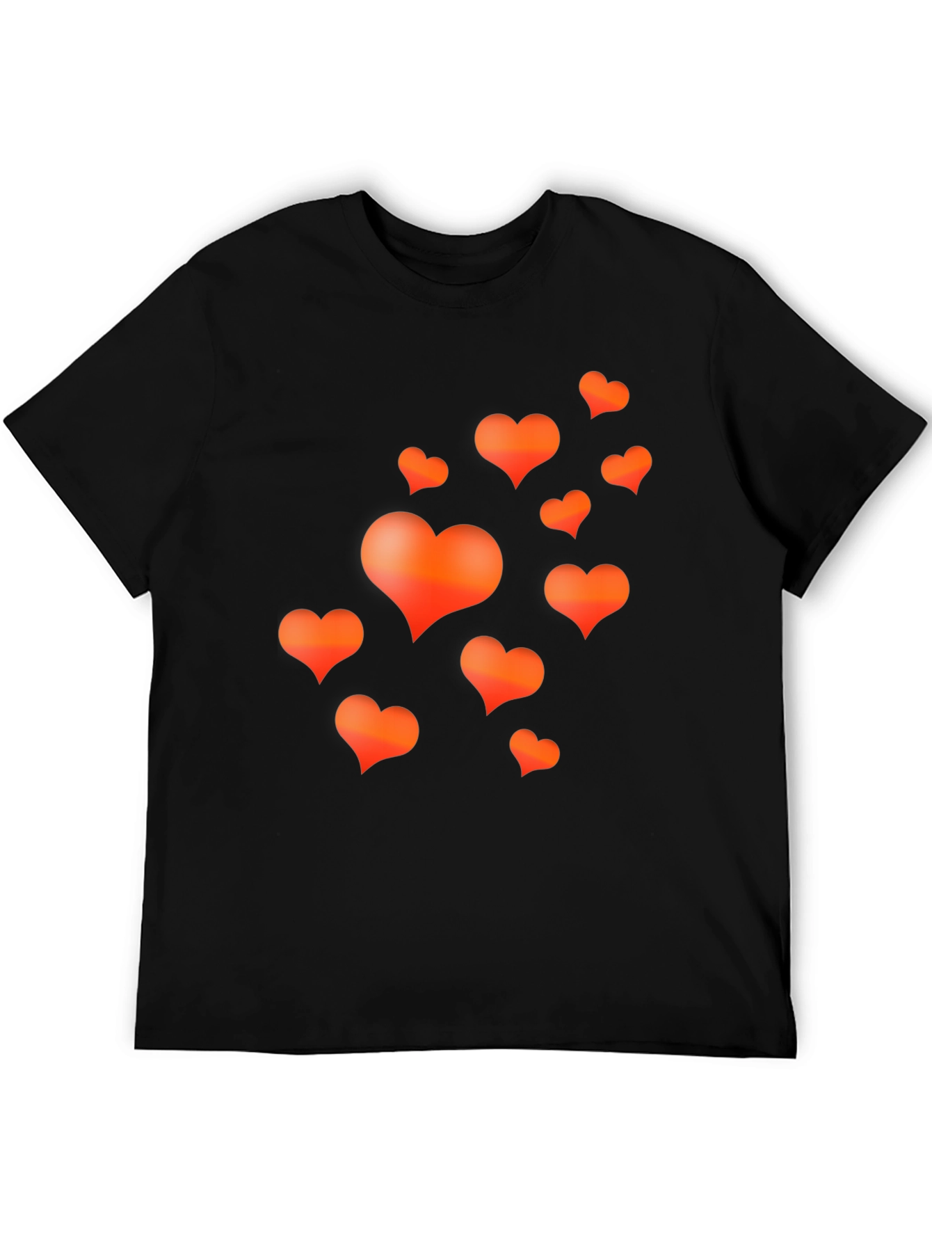 Heart Print Black T-Shirt