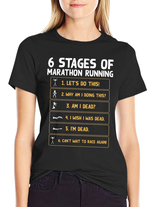 6 Stages Marathon Running Graphic T-Shirt