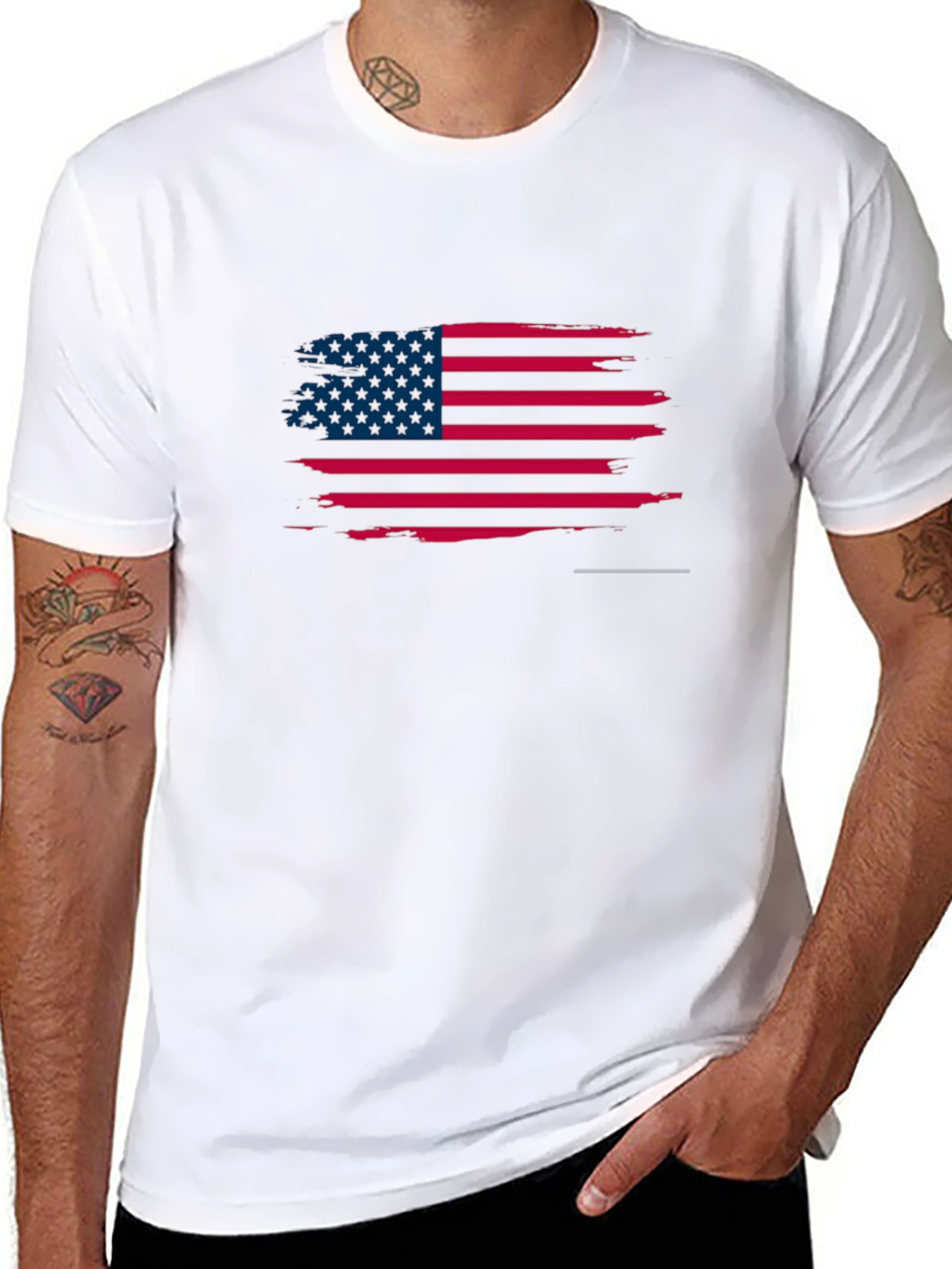 American Flag Distressed Black T-Shirt