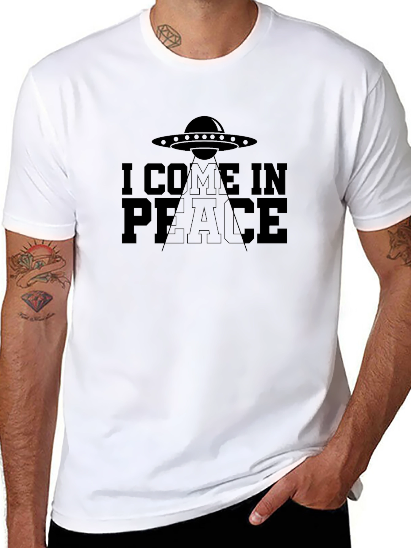 I Come in Peace UFO Graphic T-Shirt